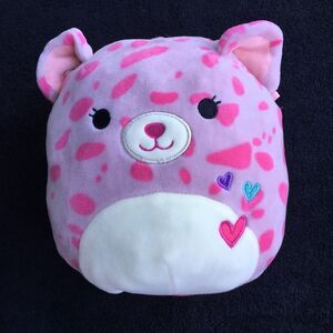 Squishmallows Lorie Cheetah Leopard Plush Pink Purple Spots Heart Teddy Bear